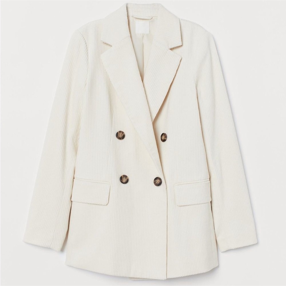 Cream Corduroy Blazer H&M Blogger Rare Jacket Boyfriend 4